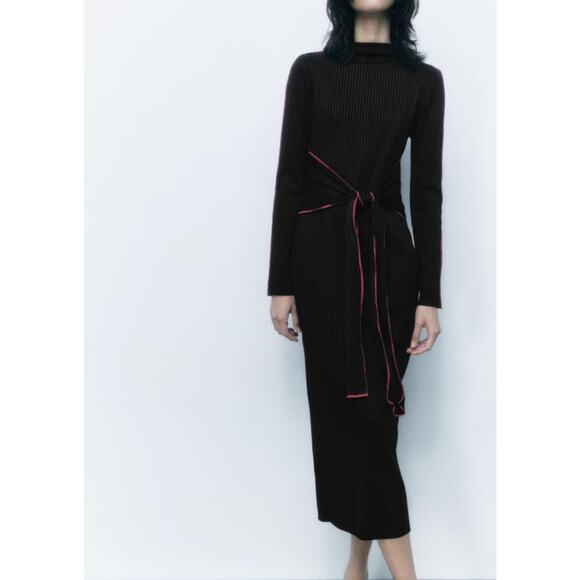 Zara Dresses & Skirts - NWT- Zara contrast ribbed dress- medium